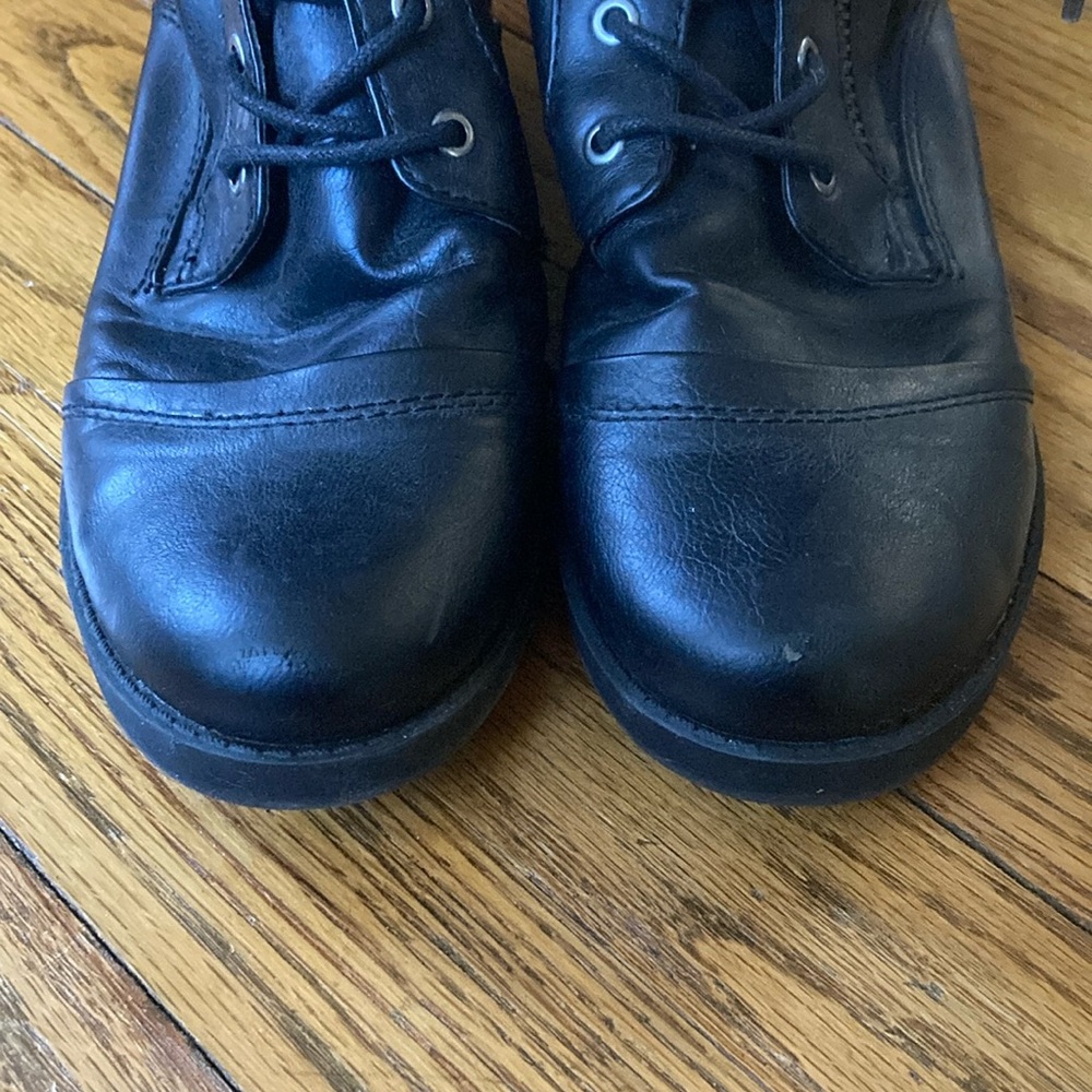 Black Leather Lace-Up Ankle Boots with Side Zip - Picture 10 of 11